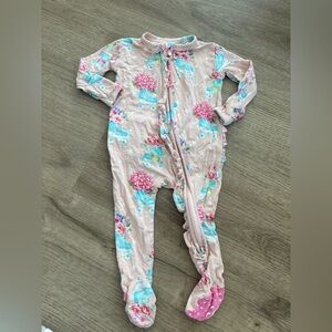 Posh Peanut Pink Floral Footie 0-3 month floral roller skate design